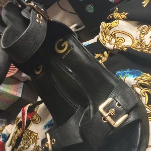 Gold Accented Black Guess Platform Shoes